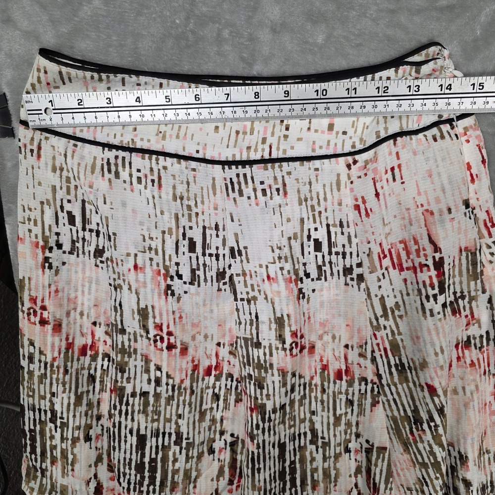 White House Black Market Skirt Womens 2 White‎ Pink Tiered Abstract Fair Flared - Picture 7 of 8